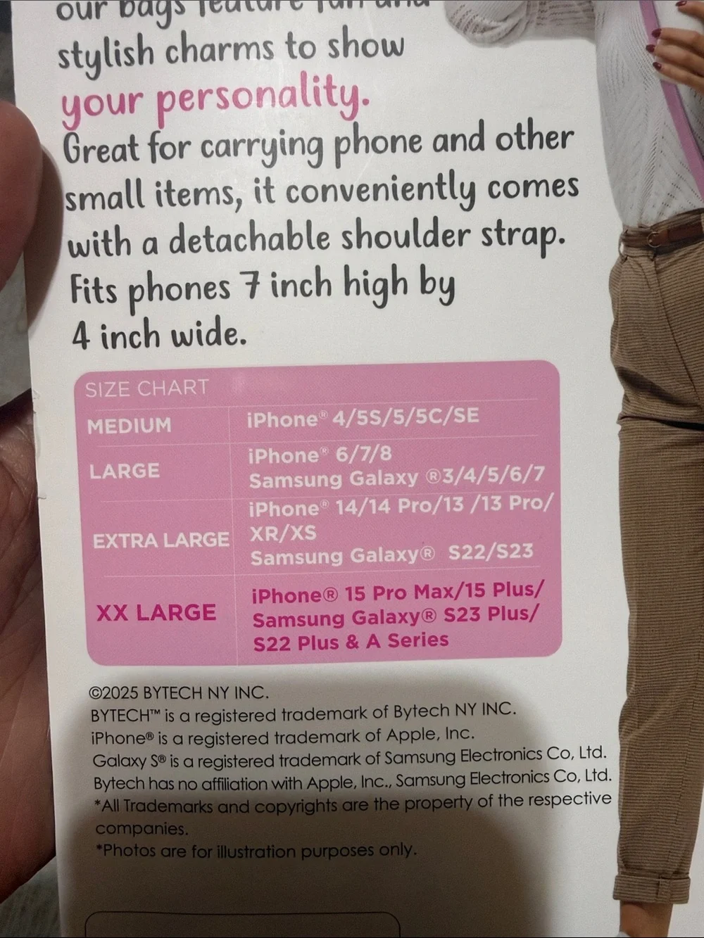 BYTECH Pink Silicone Charm Pouch Phone Case with Shoulder Strap